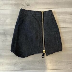Vintage Black Denim Mini Skirt with Zipper in size 0